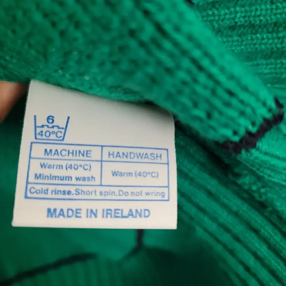 Vintage Quills Woollen Market Sweater M Kelly Green Knit Academia Ireland Irish